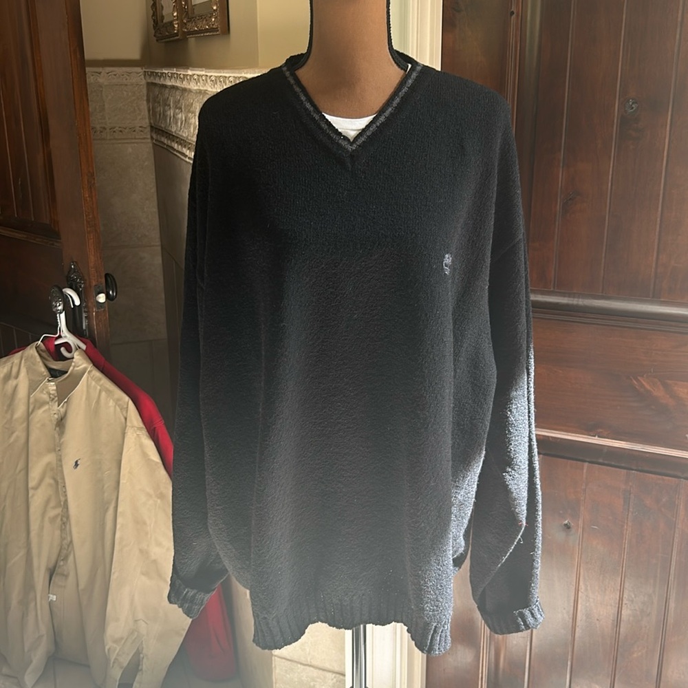 Timberland Sz XXL V Neck Sweater Black EUC